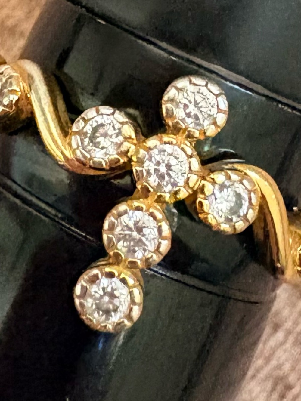 Diamonique .0.45 CTW Cross Ring in Sterling Silver Gold Plated Size 8